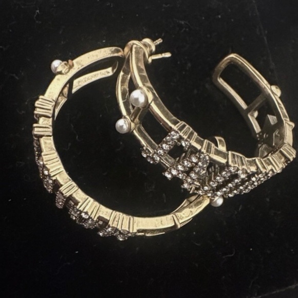 Dior J’ADIOR Crystal Pearl Gold Hoops - Picture 1 of 3